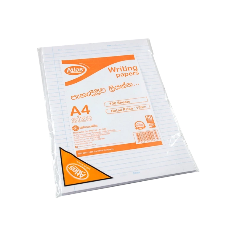 Atlas A4 Writing Paper 56gsm 100 Sheets